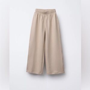 Zara basic interlock Beige Wide-Leg Pants size 11/12